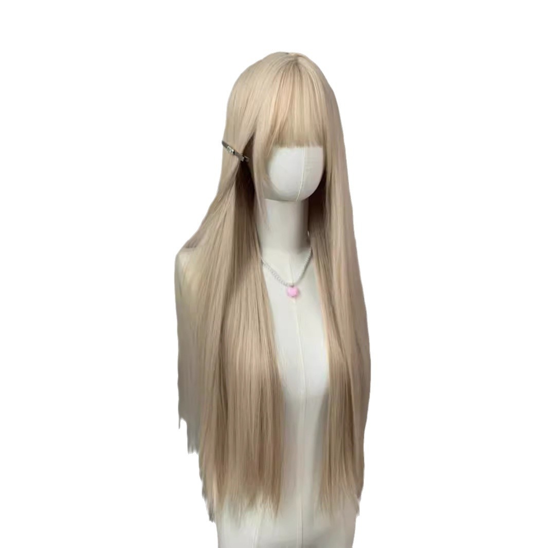 许昌假发浅金色85cm长直发显白假发女森系女团JK整顶全头套假发套 Item Picture