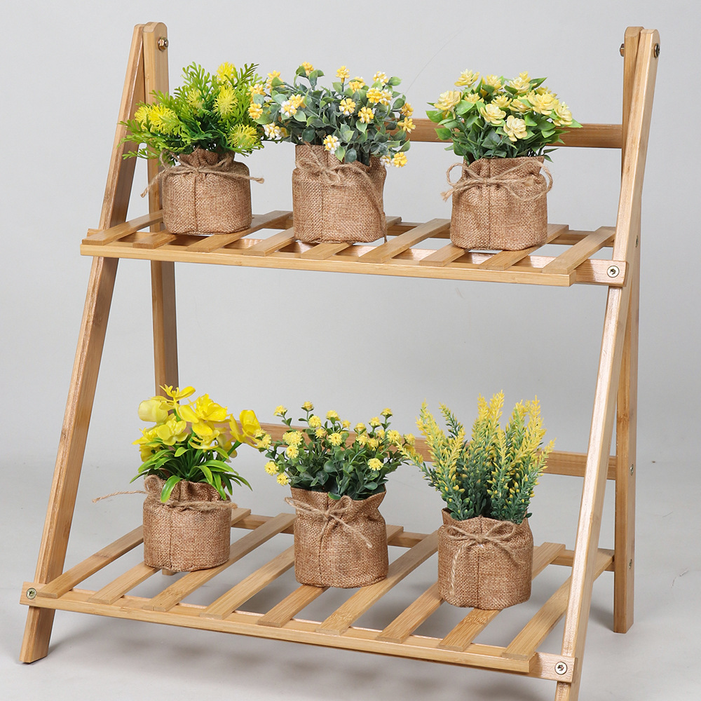 Amazon hemp rope bag combination, artificial potted plants, home decoration, desktop display, artificial flowers, artificial plants, small potted plants details Picture