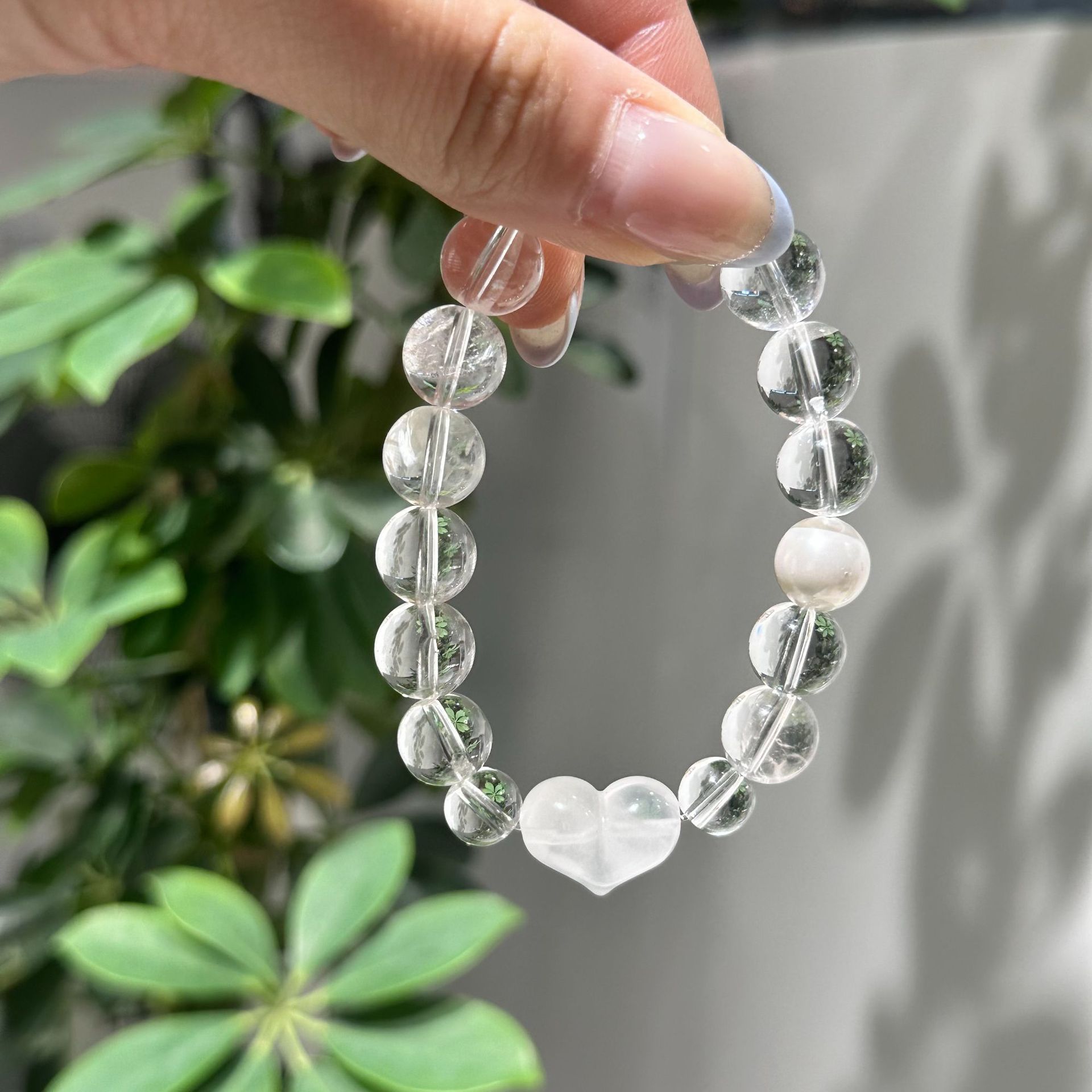 天然冰透白水晶手链透明珠子巴西水晶手串正品白水晶送女友送闺蜜