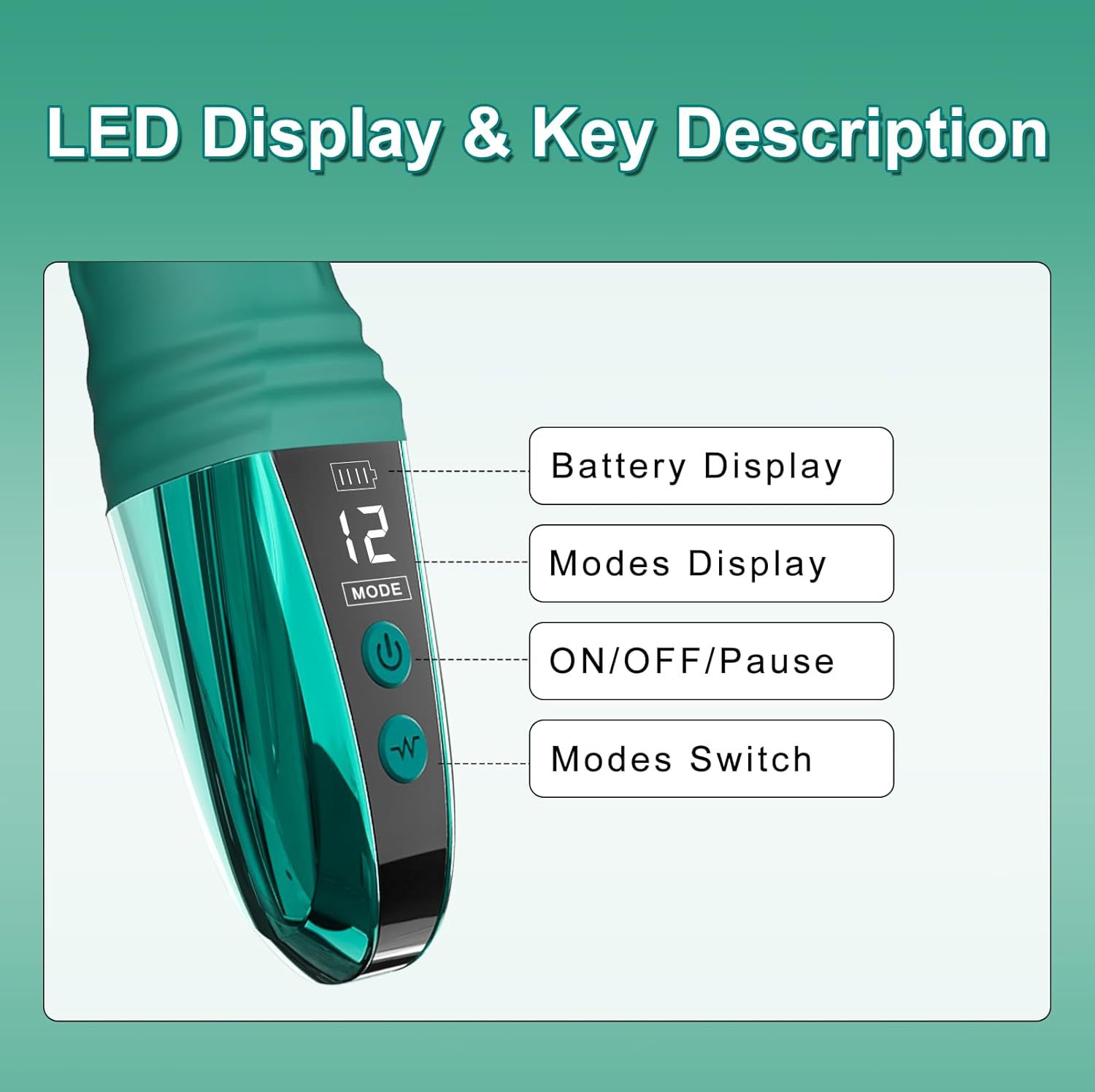 New digital display battery level female sex toy, simulating adult masturbation device vibration for women Specification drawing
