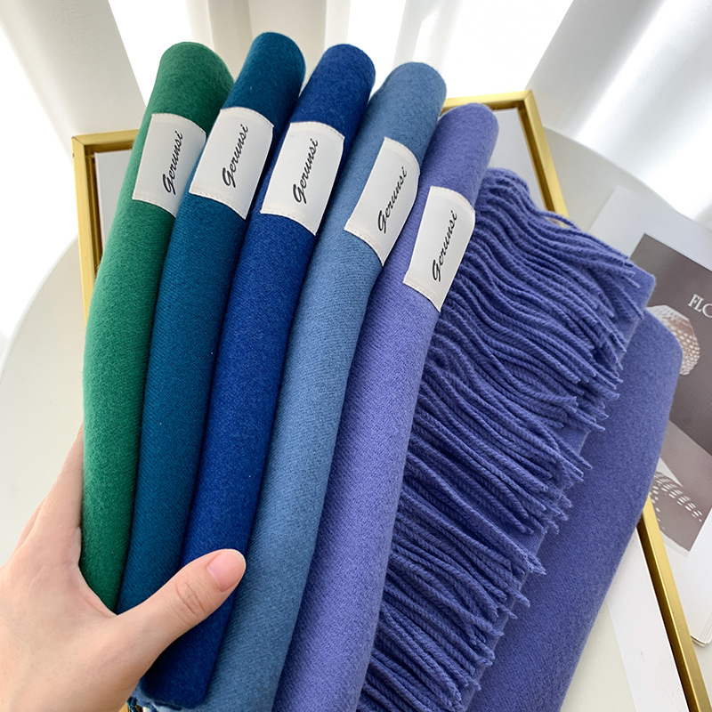 Cashmere Scarf Women's Shawls Wool Scarf Solid Color South Korea Imitation Cashmere Scarf Winter Warm Scarf Wholesale Item Picture