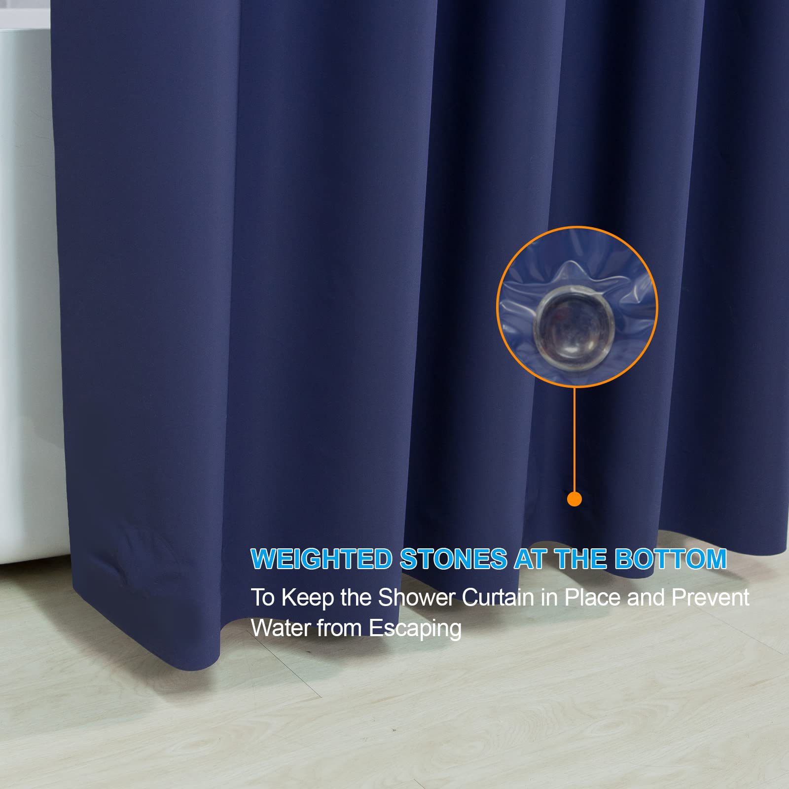 Wholesale Solid Color Peva Shower Curtain Waterproof Thickened Bathroom Bathroom Shower Curtain Free Punch Hook Specification drawing