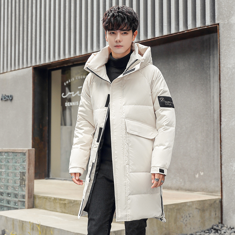 2022 Winter New Men's Overalls Thick Down Jacket Men's Mid-Length Hooded Coat Men's Fashion Top details Picture