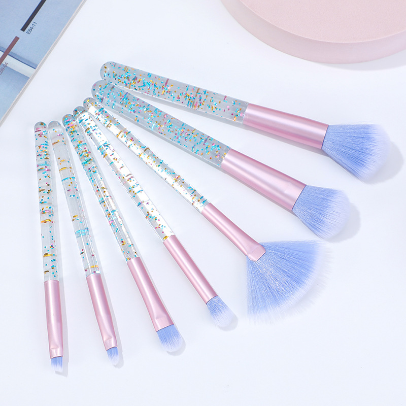 New 7-piece Iridescence makeup brush set, a complete set of loose powder contour eyeshadow makeup brushes, fashionable and portable beauty tools details Picture