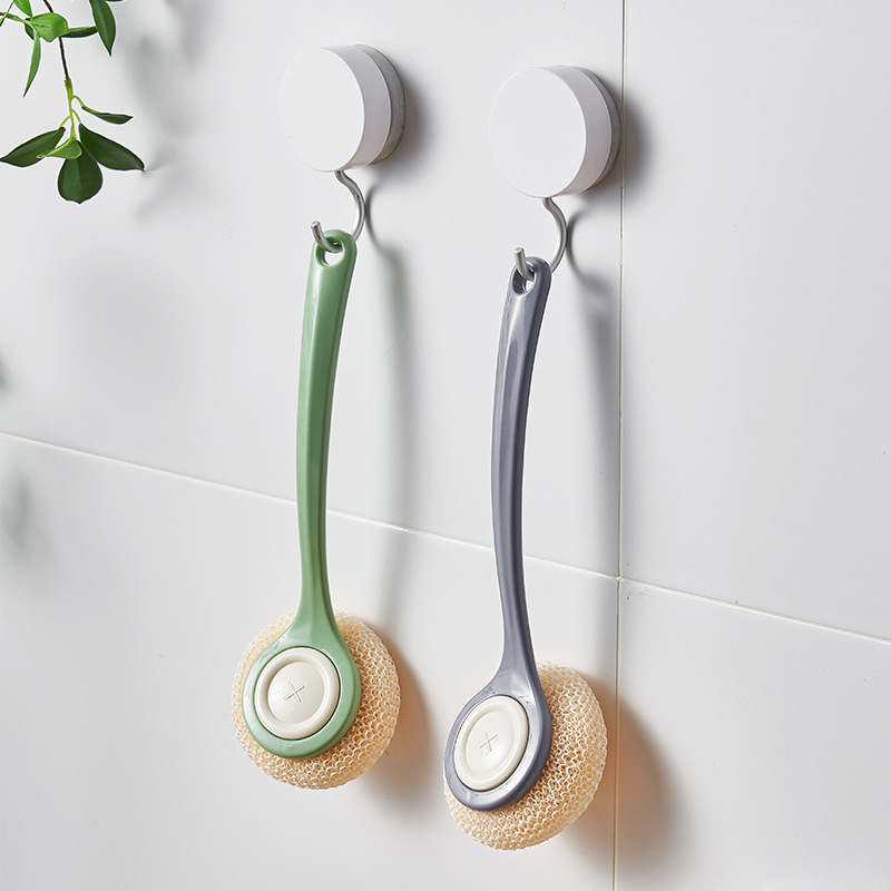 Household plastic-handled pot washing brush, long-handled multi-functional hanging dish brush, kitchen cleaning brush, dishwashing brush magic tool details Picture