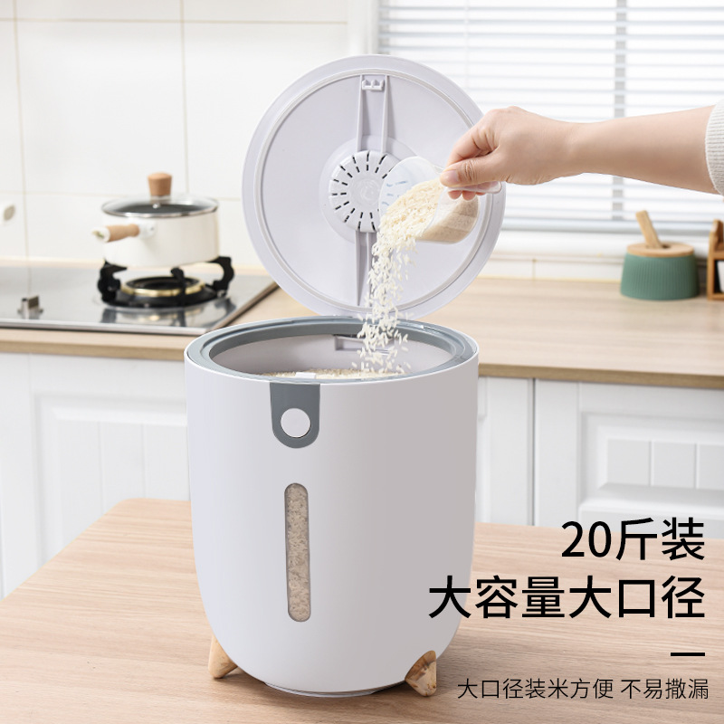 Rice bucket kitchen household rice bucket storage sealed transparent flip lid plastic storage box with sealing ring, moisture-proof and insect-proof Application Scenario