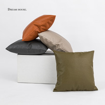 厂家批发现代简约PU编织纹抱枕套跨境美式家居样板房沙发靠垫抱枕