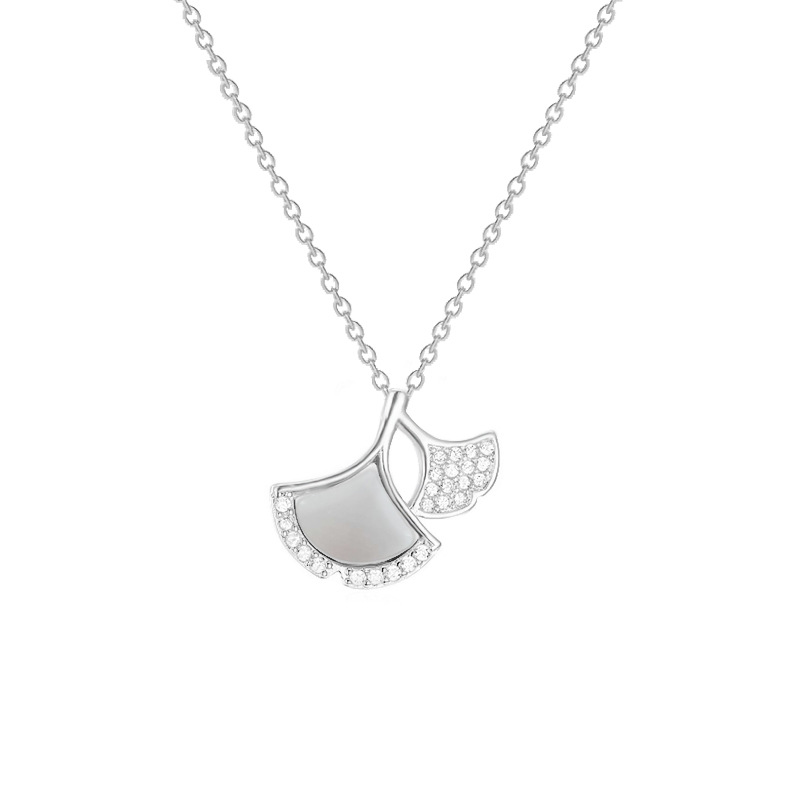 Stainless Steel Copper Microinset Zircon Necklace Female Opal Ginkgo Leaf Pendant Clavicle Chain Valentine's Day Gift For Girlfriend Item Picture