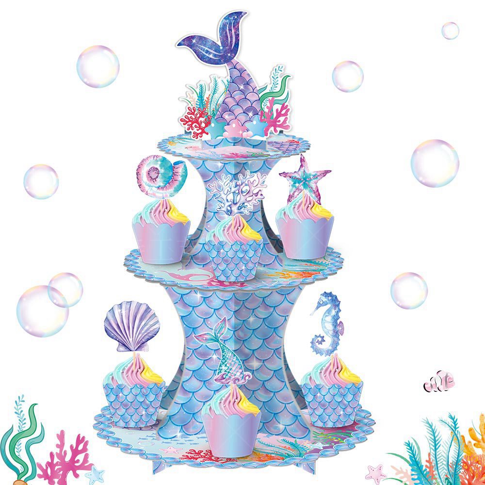 跨境新品 美人鱼主题生日派对装饰蛋糕托蛋糕架 甜品台布置蛋糕架