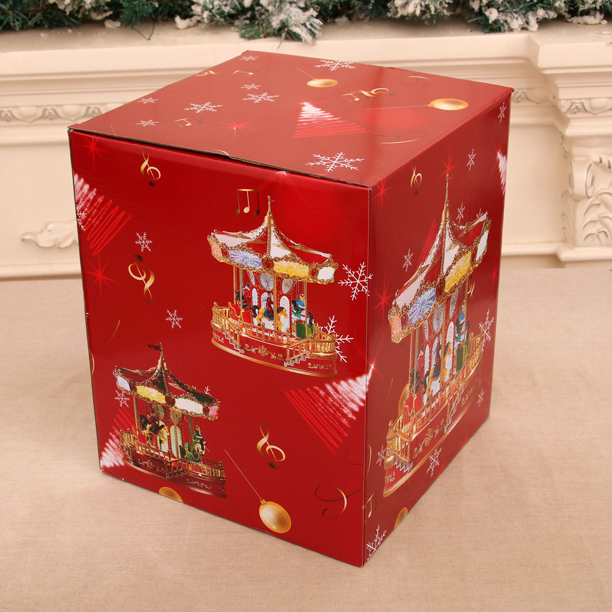 新款圣发光带音乐诞节音乐盒八音盒旋转木马圣诞节礼物礼品装饰品详情7