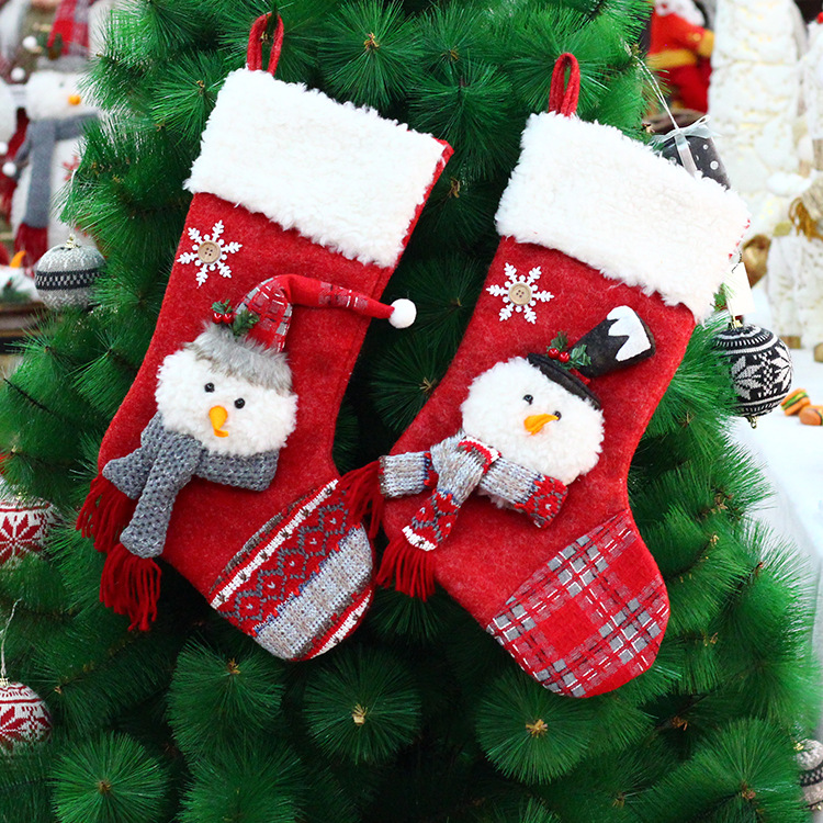 Christmas Stocking Gift Bag Decorative Props Christmas Snowman Large Gift Bag Candy Bag Christmas Decorative Stocking Pendant details Picture