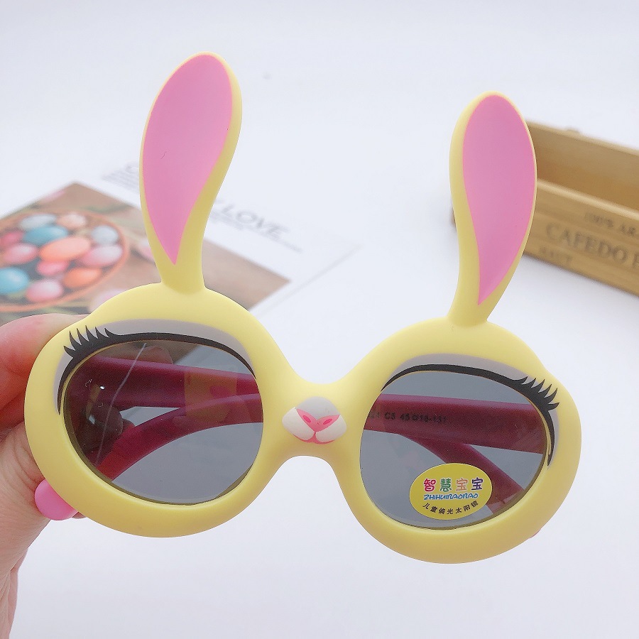 Children's polarizing glasses, smart baby sunglasses, UV-protective glasses for boys and girls, cartoon rabbit silicone glasses Specification image