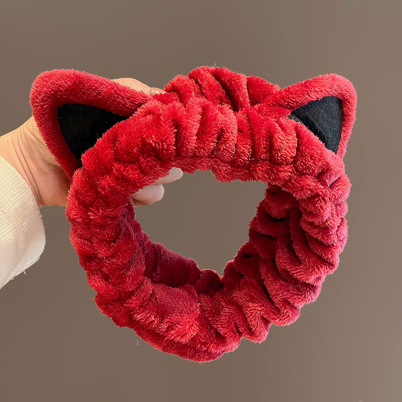 Korean Version Of Hair Band Face Cat Ears Cute Wash Hair Band Network Red Ins Hair Cover Mask Headband Women's Hair Specification drawing