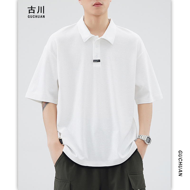 Lapel fake two short-sleeved trendy brand summer ins solid color simple and versatile loose half-sleeved T-shirts for men Application Scenario