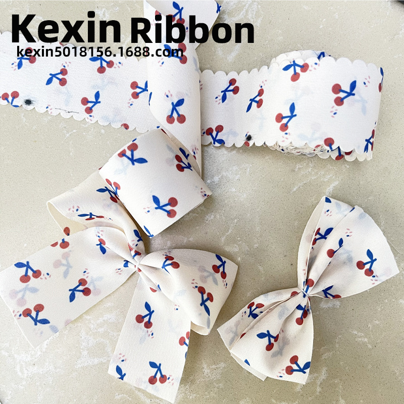 Kosin Webbing Cherry Ribbon Handmade Diy Hair Accessories Bow Material Gift Box Bouquet Packaging Clothing Accessories