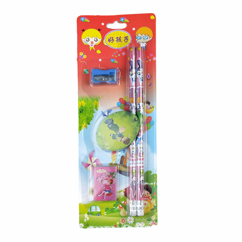 One-yuan store pencil sets, card-packed pencils, erasers, pencil sharpeners, pencil sets, one-yuan stationery Application Scenario