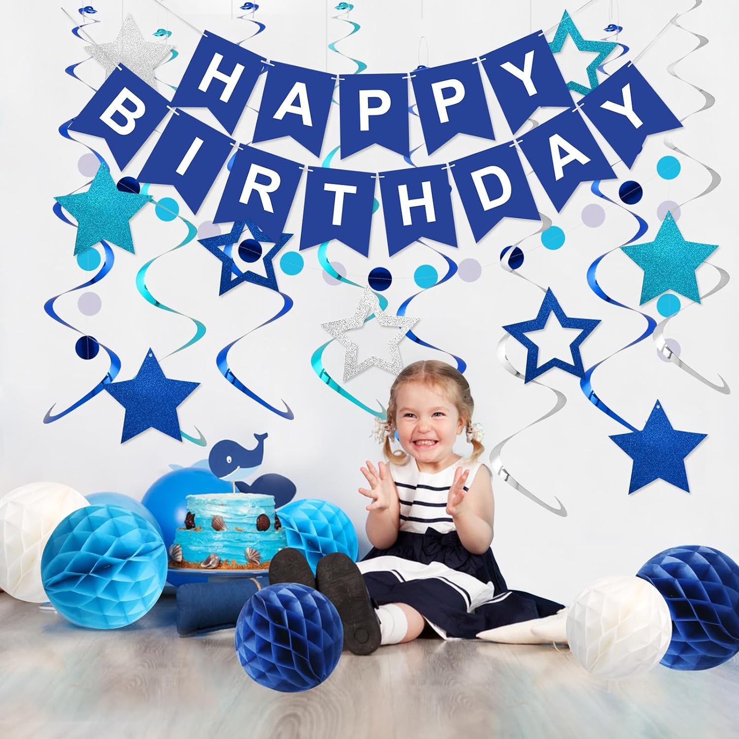 Birthday party decoration for boys and girls: Happy Birthday Party Honeycomb ball spiral Pendant decoration items Specification image