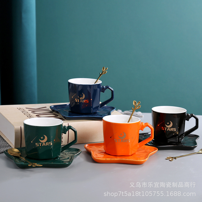 European Coffee Cup Saucer Spoon Mug Ceramic Five-Pointed Star Creative Cup Restaurant English Cup Business Gift details Picture