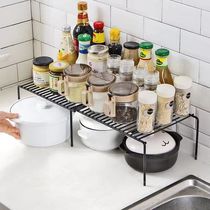 Kitchen iron storage rack Seasoning rack Dish rack Retractable storage rack Space-saving storage rack