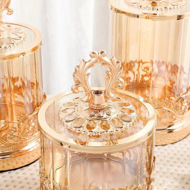 European Electroplated Maple Leaf Cup Lid Lace Storage Jar Set Candy Jar Home Table Decoration Dry Fruit Storage Sugar Jar Specification drawing