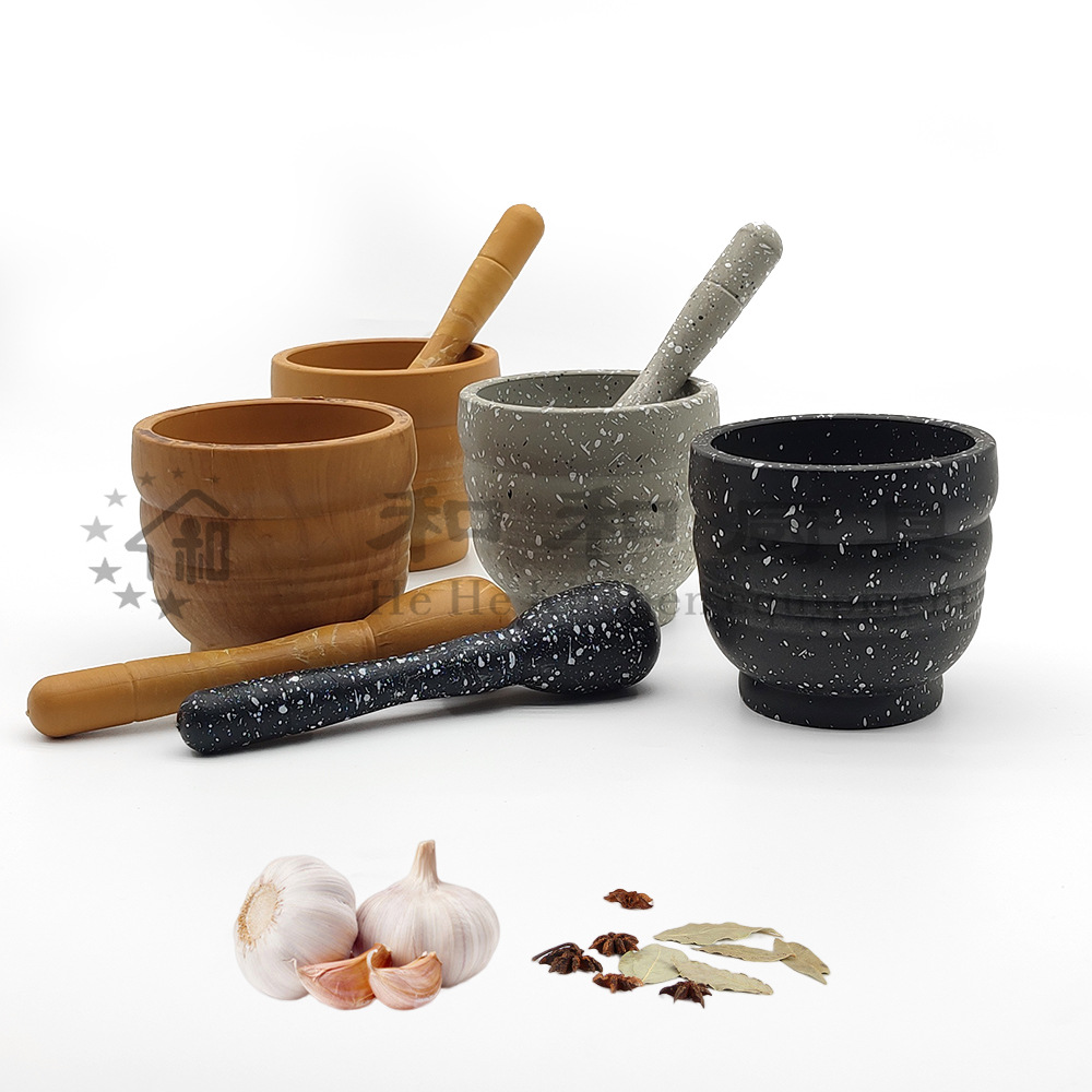捣药罐手动捣蒜臼创意家用药店厨房小工具仿木纹压蒜器塑料捣蒜器