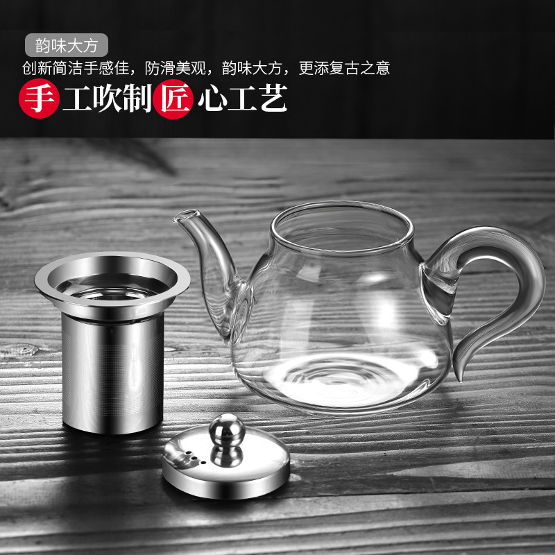 茶壶家用耐高温玻璃茶水分离加厚泡茶壶个人专用功夫茶具茶杯套装详情图2