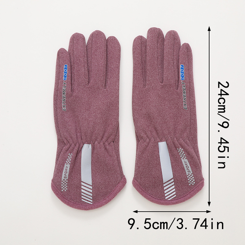 Student Outdoor Sports Non-Slip Warm Gloves Touch Screen Plus Fleece Windproof Riding Outside Plus Long Finger Gloves Item Picture