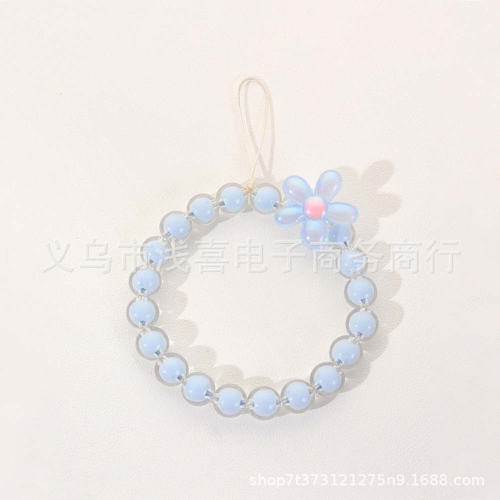 New European and American ins mobile phone chain, beaded pendant, candy flower beaded chain, mobile phone lanyard bracelet, mobile phone case pendant Item Picture