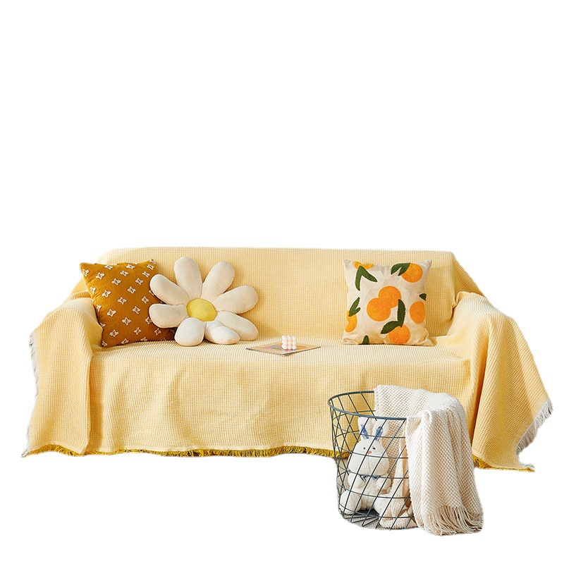 Simple cotton and linen sofa cover, full cover, all-season universal sofa cushion, cat scratch-resistant, machine washable, Nordic style Item Picture