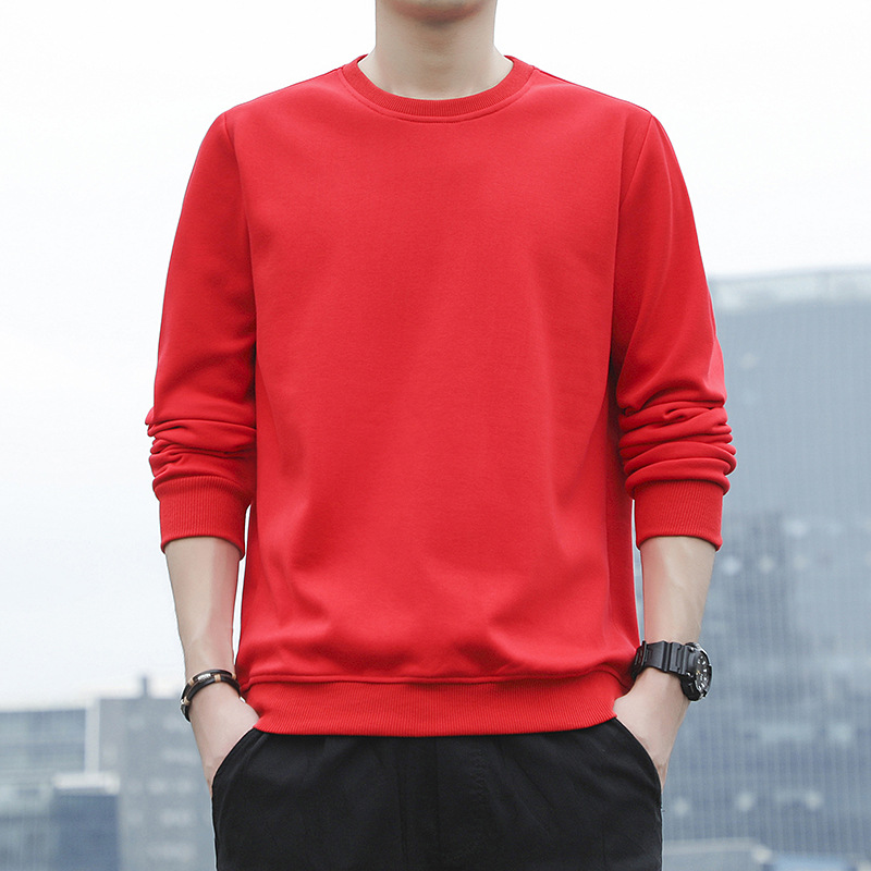 Manufacturer 2022 Men's hoodie, pure cotton round-neck pullover, autumn 95 cotton fleece hoodie, solid color base layer, long-sleeved men Specification image