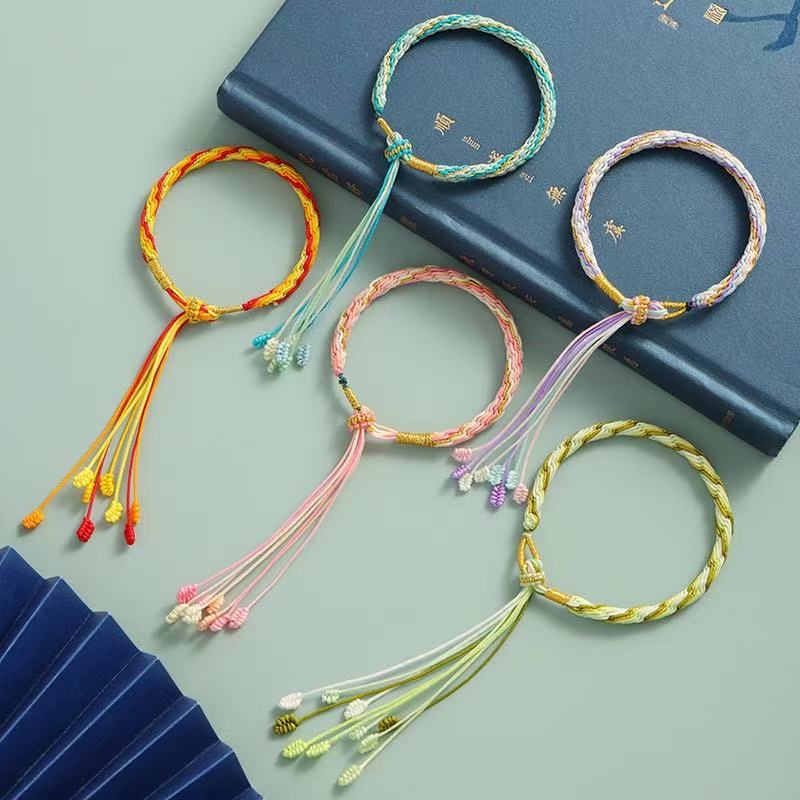 端午节轮回手绳手工编织五月节七彩鱼尾轮回五彩绳男女本命年红绳