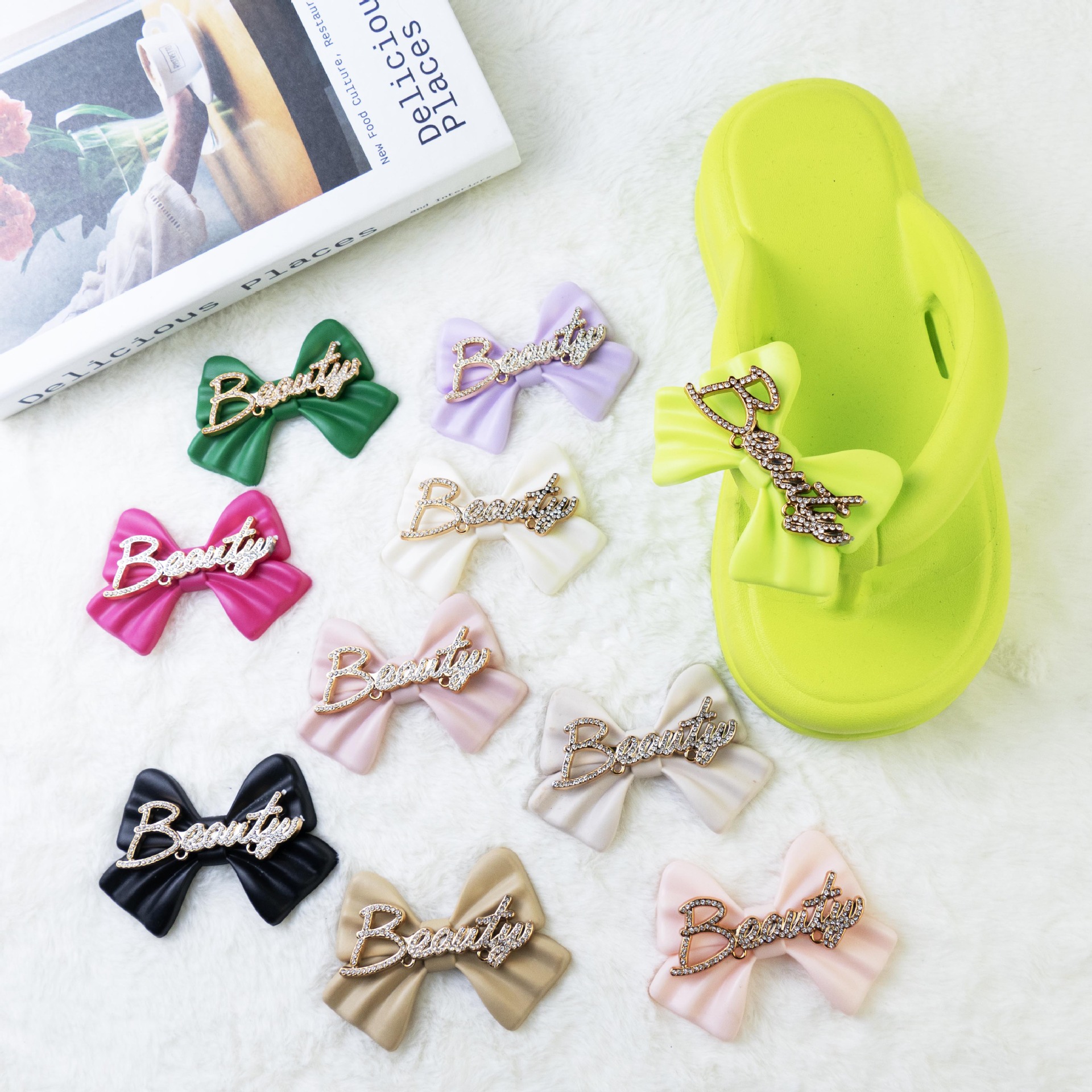 New Shoe Accessories Three-Dimensional Soft Glue Uv Plated Butterfly Wings Cute Style Shoe Flower (Large)