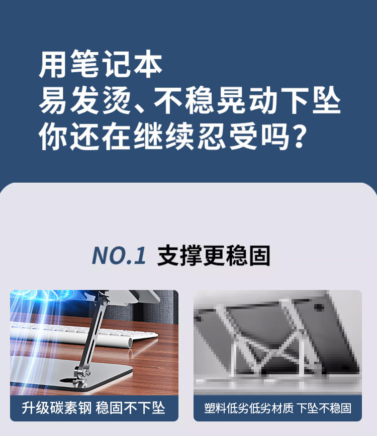【涡轮散热】笔记本电脑支架悬空站立式增高散热底座碳素钢可升降 pic 3