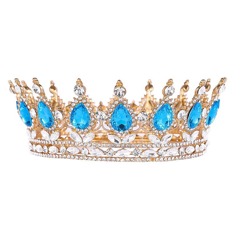 Bride's crown, wedding dress, headwear, birthday, coming-of-age ceremony, performance, versatile water diamond headband, luxurious round crown wholesale Item Picture