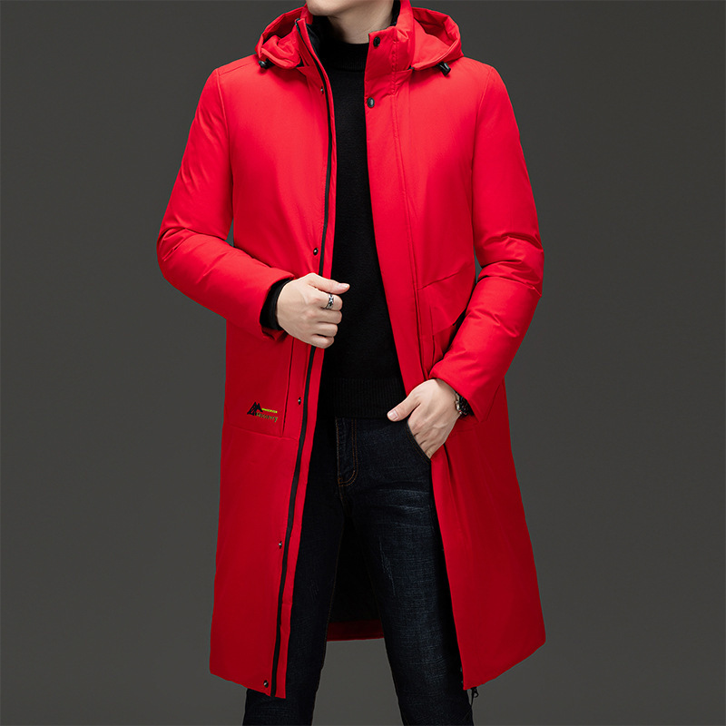 Down cotton-padded jackets for middle-aged and elderly men, winter clothes for young and middle-aged fathers, warm, plus-size and thickened long knee-length jackets details Picture