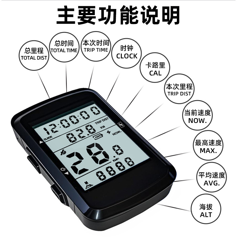 GPS odometer, road odometer, waterproof wireless cycling speedometer, mountain bike riding USB charging odometer Item Picture