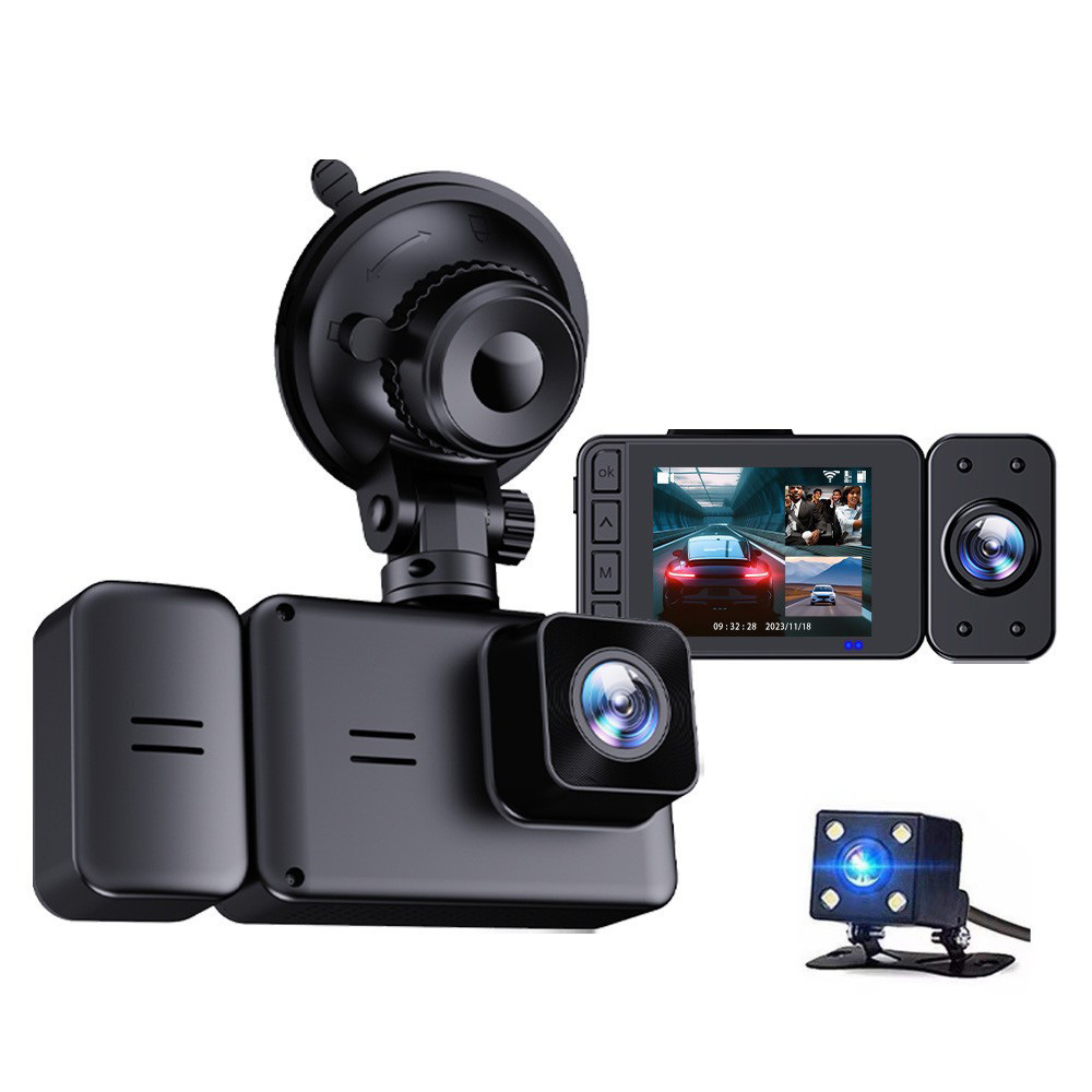 Three Record Driving Recorder Large Wide Angle Infrared Night Vision Support Wifi Reversing Image Function full figure