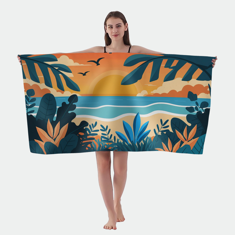 2023 Cross-Border Original Double-Sided Velvet Microfiber Beach Towel Beach Swimming Towel Quick Drying Towel details Picture