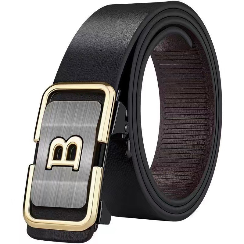 Pipper Belt Men Toothless Wear Automatic Buckle Cowhide Belt Senior Simple All-Matching Belt Men Spot Wholesale Item Picture