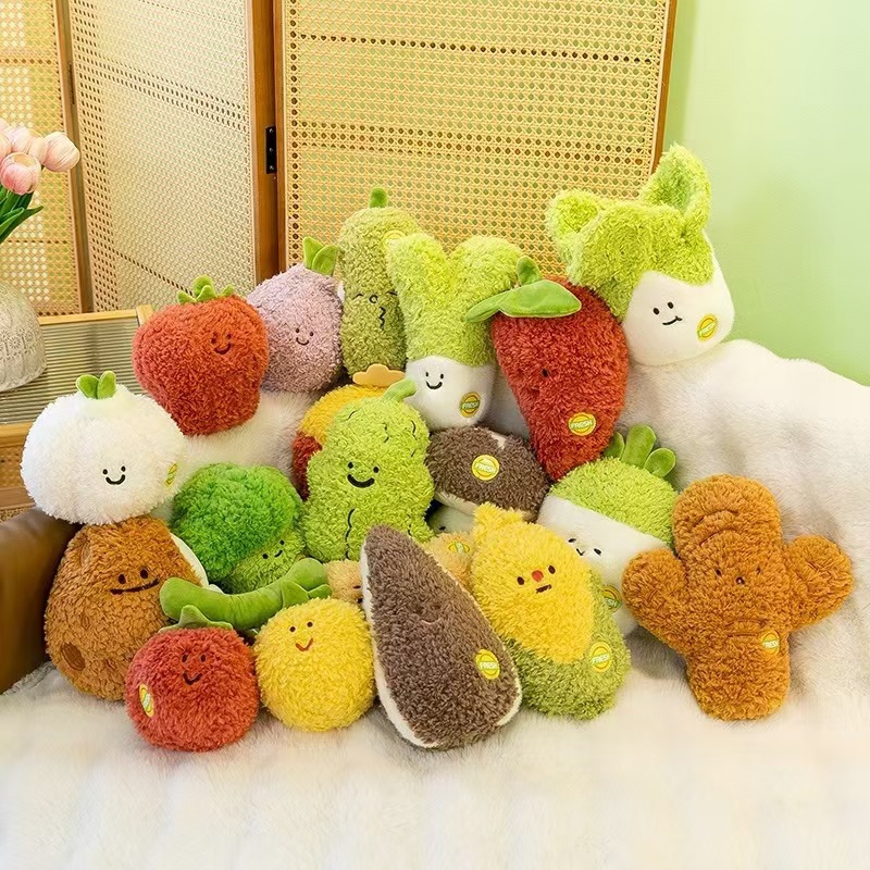 Wholesale of creative new claw machine dolls, children's toys, fruit and vegetable plush toys, realistic fruit and vegetable figurines and dolls details Picture