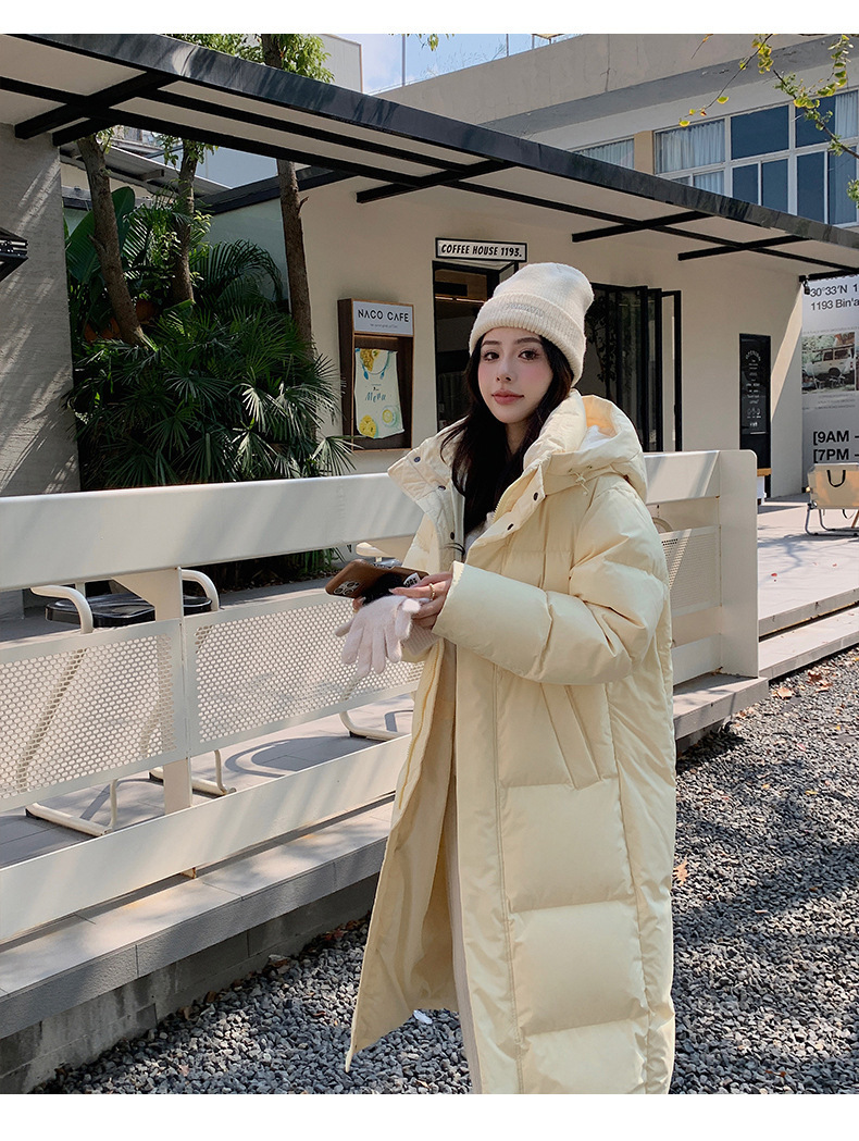 The new Central Academy of Drama down jacket with a high-end feel is a long, knee-length, thickened winter, warm and loose couple coat for both men and women pic 7