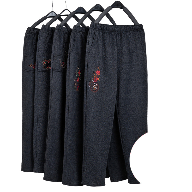 Mom's autumn and winter outerwear, thick and fleece pants, loose, warm for old ladies and grandmothers, middle-aged and elderly women's cotton export Item Picture