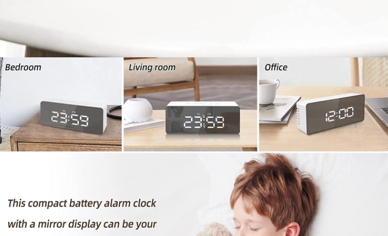 Creative LED mirror digital clock, multi-functional student silent small alarm clock, cross-border simple and fashionable electronic clock Application Scenario