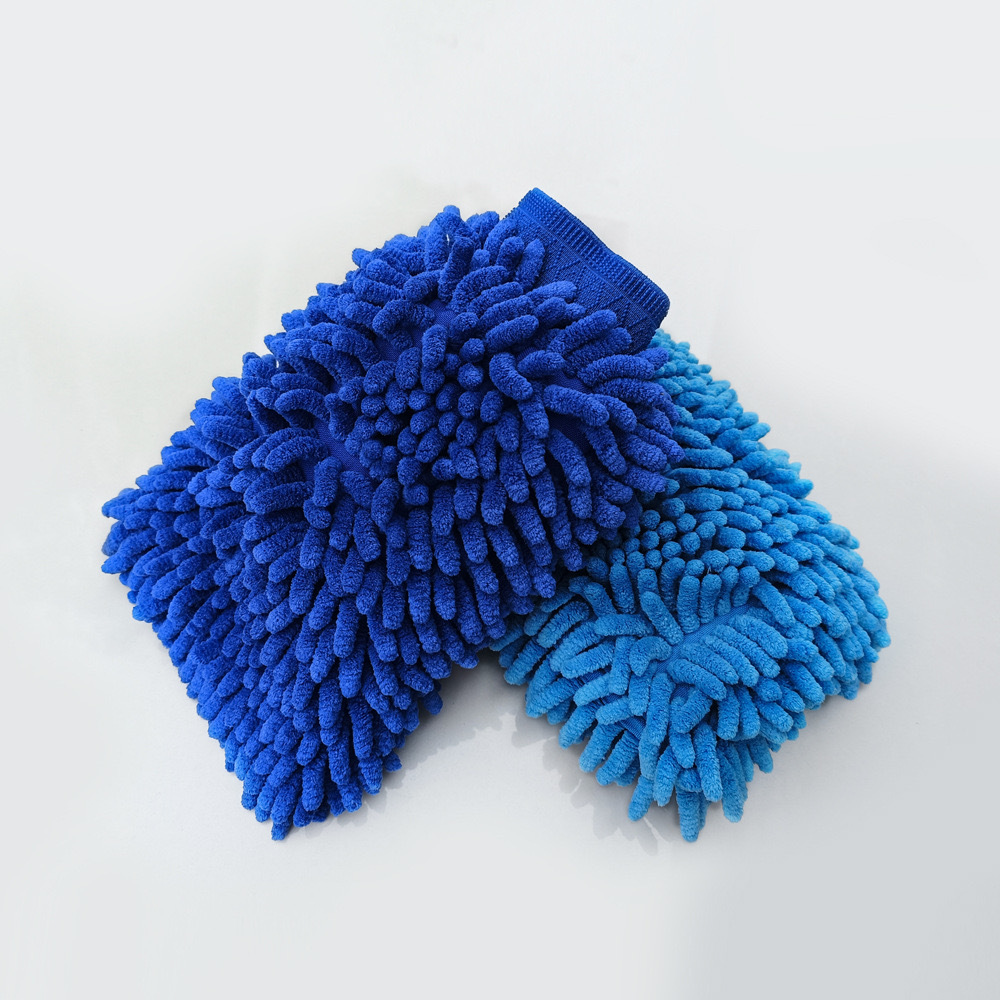 Double-sided spiral Chenille car cleaning gloves, Chenille thickened car washing and cleaning multi-functional waterproof and paint-free gloves details Picture