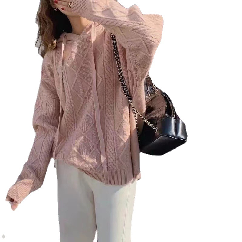 Suéter mujer cáliz con capucha otoño invierno slim diseño sentido nicho jersey mujer holgada lazy con capucha sudadera Item Picture