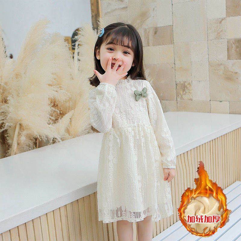 Children's clothing, girls' dresses, autumn and winter baby stylish dresses, autumn children's long-sleeved lace princess dresses details Picture
