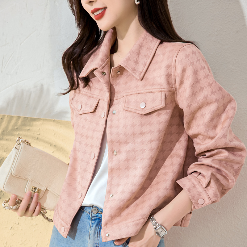 休闲夹克上衣2022春季新款简约时尚纯色优雅清新百搭短款外套