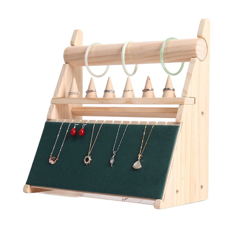 Solid wood multi-functional jewelry stand, live streaming stand for accessories, necklace, bracelet, ring, creative display prop, pendant head, flower stand Item Picture