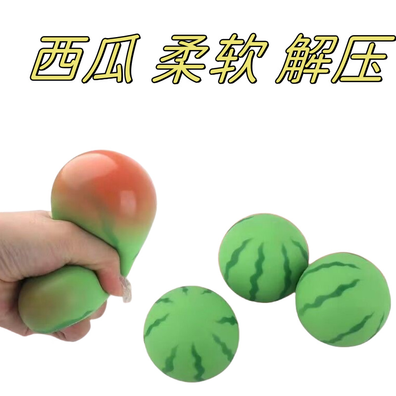 Cross-border best-selling color-changing watermelon Kneading Fun tpr stress-relieving slow rebound flour-filled simulation fruit manufacturer wholesale Specification image