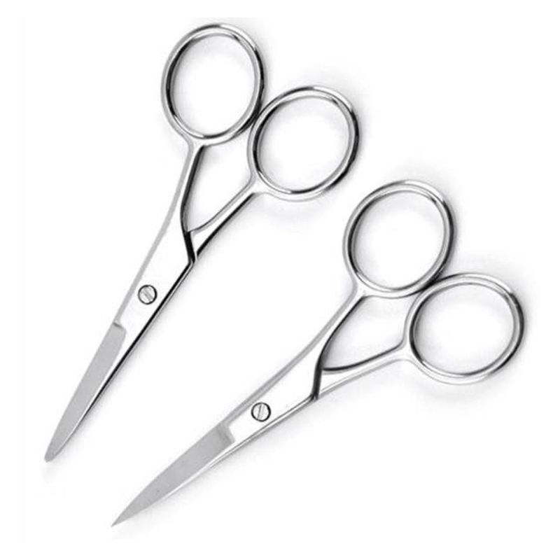 Beard trimming scissors manufacturer, stainless steel beauty mini nose hair scissors, men's pointed mouth straight head beard scissors Application Scenario